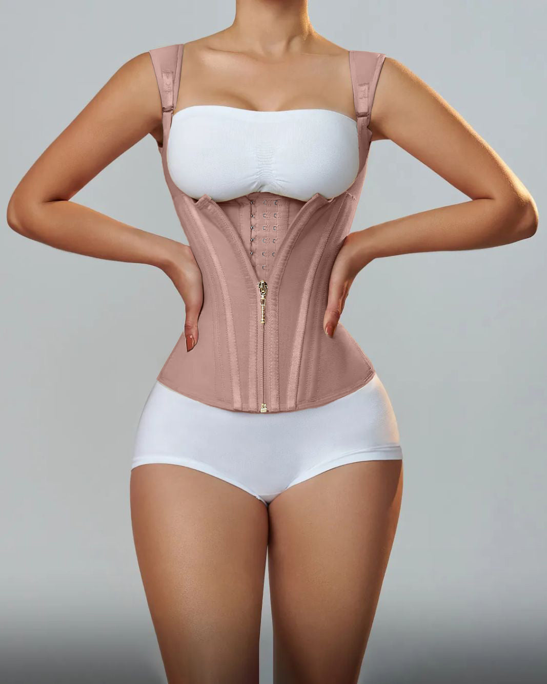 Fascia snellente Clarys rosa cipria, fascia modellante vita alta donna, guaina contenitiva palestra, shapewear effetto pancia piatta, fascia posturale schiena, fascia lombare regolabile donna, supporto schiena fitness, intimo modellante sportivo, fascia workout modellante, corsetto invisibile palestra, guaina scolpisce silhouette, fascia effetto visivo magro, sentirsi più sicure nel proprio corpo, postura corretta durante l’allenamento, fascia motivazionale donna, fascia colombiana.